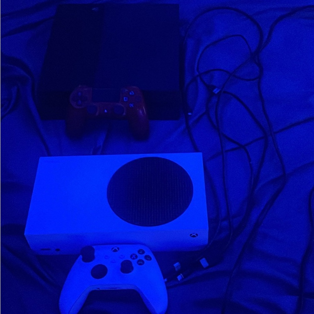 White Console with Black and Red Controller